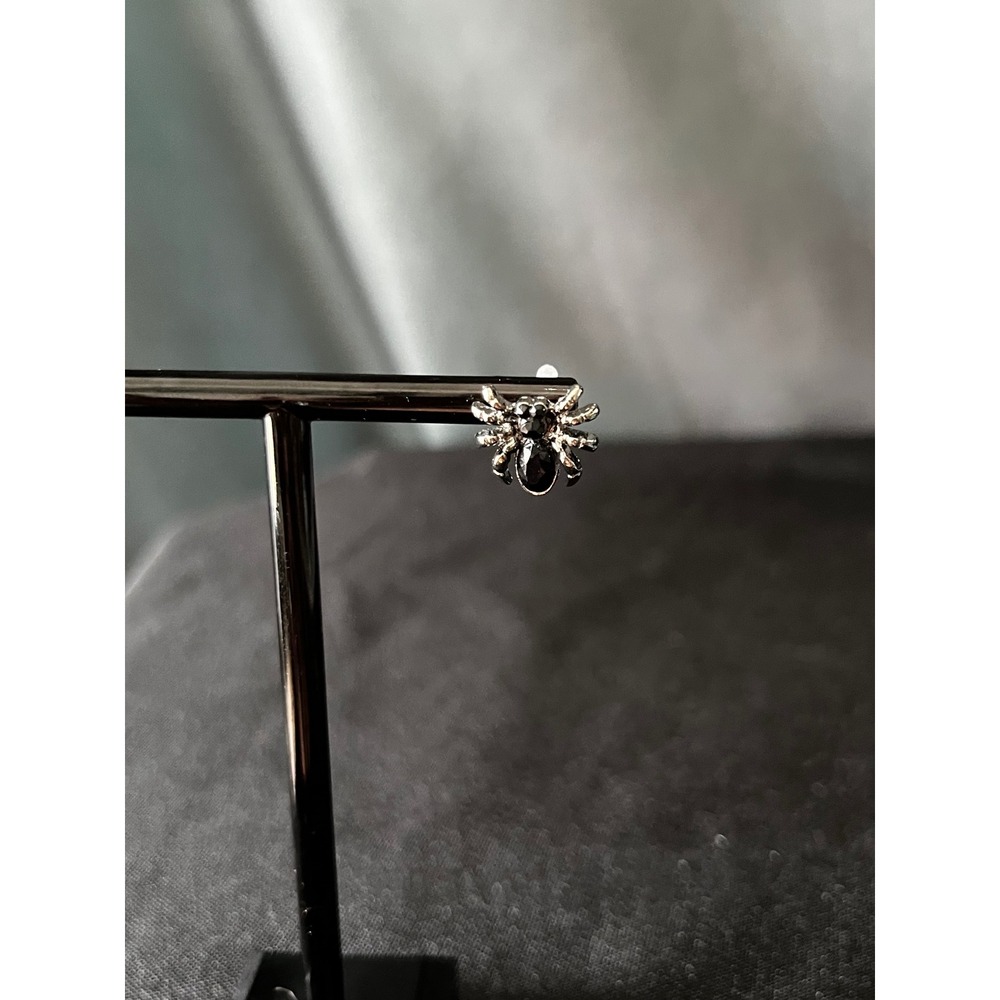 Spider Earrings Studs Rhinestone Halloween Costume Punk Goth Statement - Picture 2 of 5